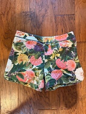 elevenses High-Waist Floral Shorts - Pink, Green & Yellow